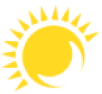 Valley Day & Night Clinic logo icon – a yellow sun with a crescent outlined in the bottom right-hand corner.