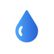 Blue icon of a droplet inside of a white circle.