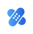 Blue icon of two Band-Aids forming an "X" shape inside of a white circle.